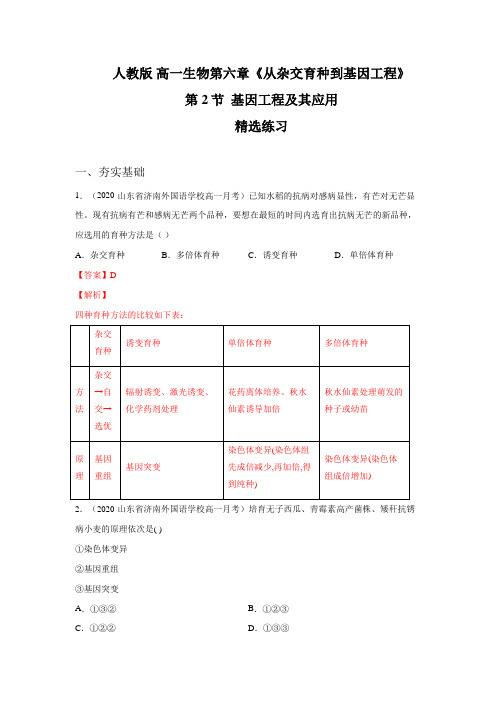 6.2 基因工程及其应用(练习)(解析版)