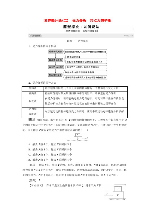 浙江高考物理一轮复习第二章相互作用素养提升课二受力分析共点力的平衡学案