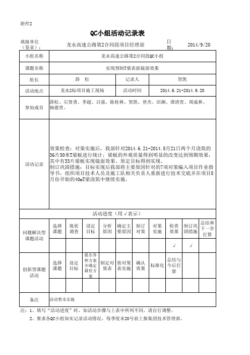 QC小组活动记录表9.16