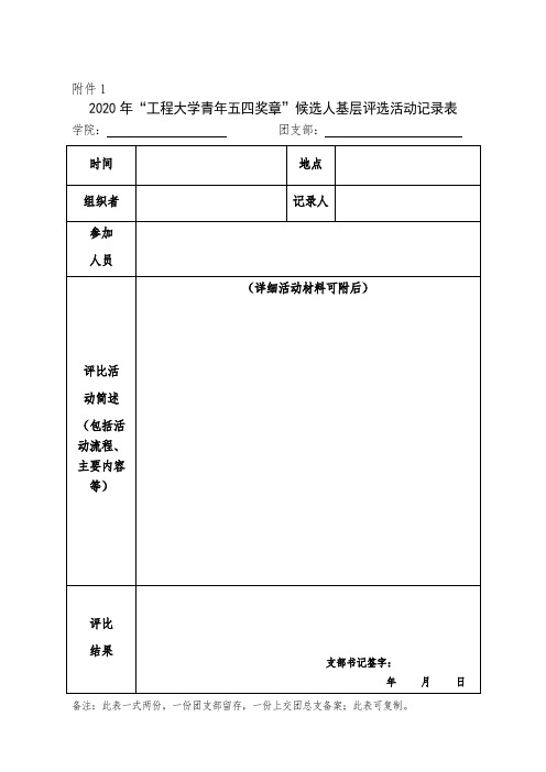 大学生团总支青年五四奖章评选模板