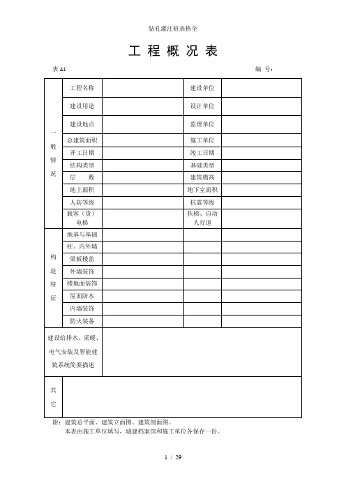 钻孔灌注桩表格全