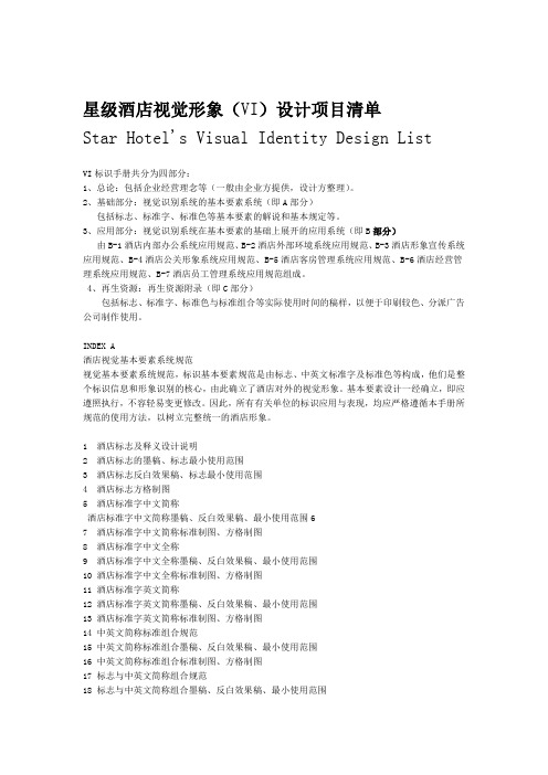 酒店VI设计清单