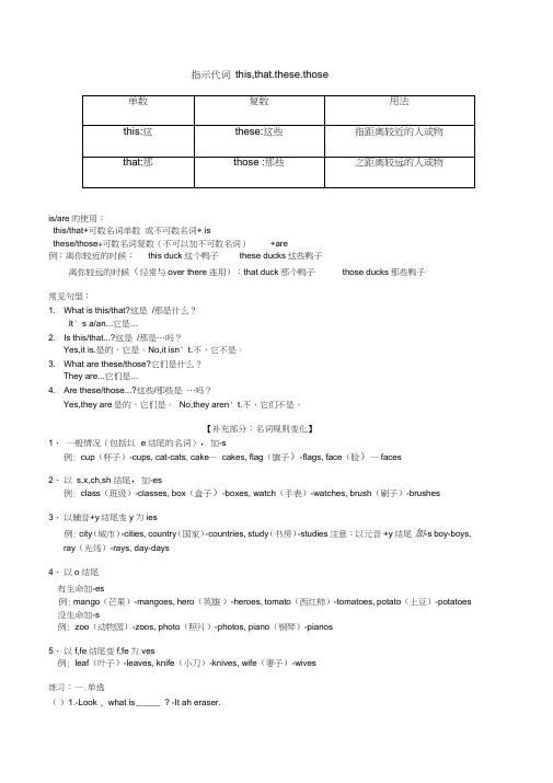 (完整版)小学this,that,these,those用法+练习(带答案)