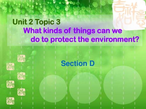 新仁爱版九年级英语上册Unit 2  Saving the Earth Topic 3  SectionD 精品课件(共20张PPT)