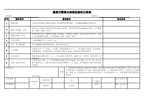 贝雷箱梁支架搭设验收记录表表格