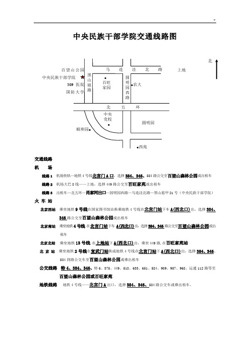 中央民族干部学院联系电话及交通线路图