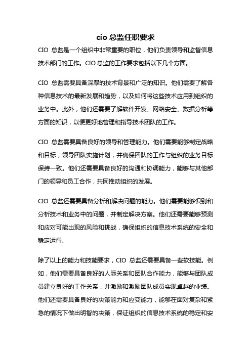 cio总监任职要求