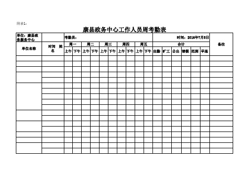 周考勤汇总表