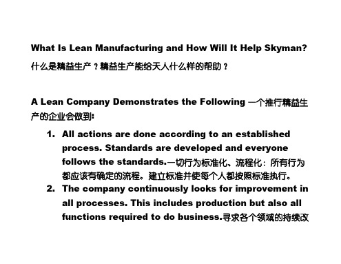 精益生产培训资料What Is Lean Manufacturing and How Will It Help Skyman--with translation