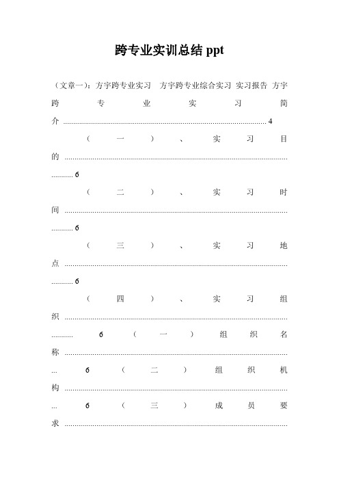 跨专业实训总结ppt