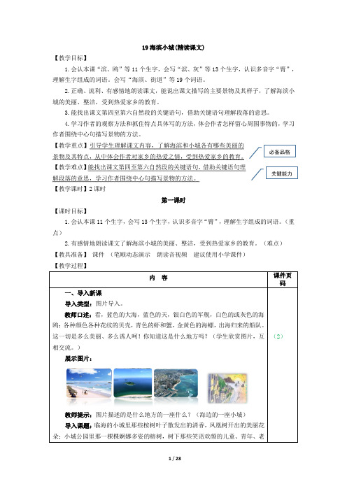 部编版三年级语文上册第19课《海滨小城》优质教学设计
