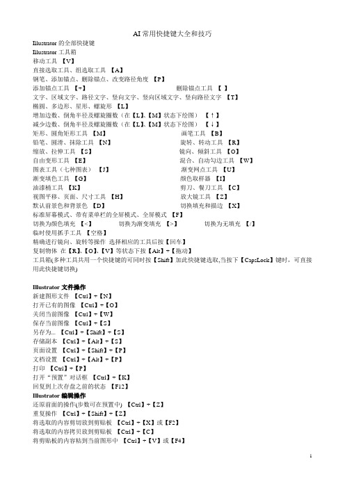 AI CDR PS常用快捷键大全和技巧