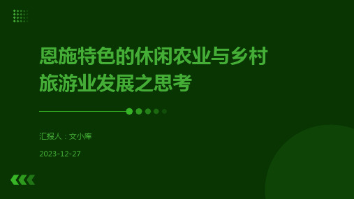 恩施特色的休闲农业与乡村旅游业发展之思考