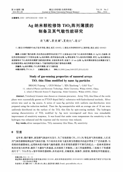 Ag纳米颗粒修饰TiO2阵列薄膜的制备及其气敏性能研究