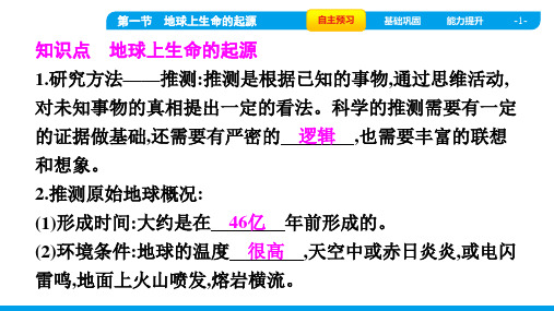 人教版八年级下册生物第七单元生物圈中生命的延续和发展第三章生命起源和生物进化 第一节地球上生命的起源