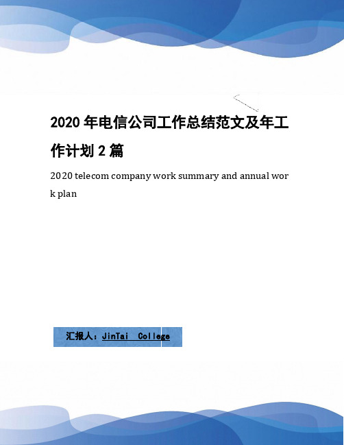 2020年电信公司工作总结范文及年工作计划2篇