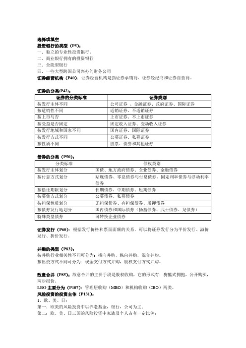 投资银行学参考资料1