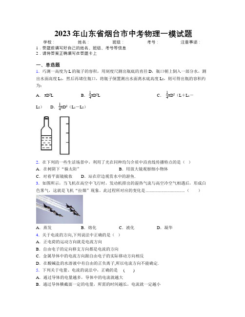 2023年山东省烟台市中考物理一模试题及解析