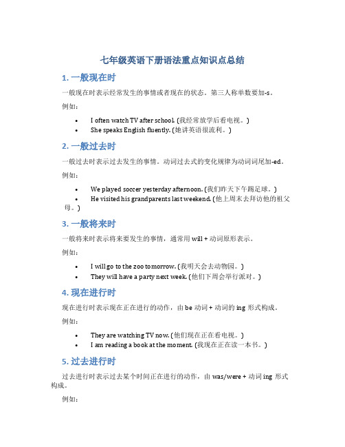 七年级英语下册语法重点知识点总结