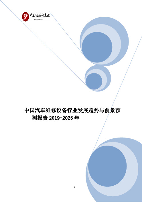 中国汽车维修设备行业发展趋势与前景预测报告2019-2025年