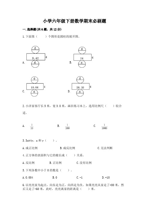 小学六年级下册数学期末必刷题附参考答案(典型题)