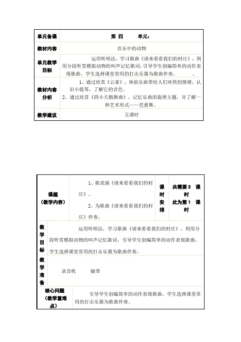 二年级下册音乐备课