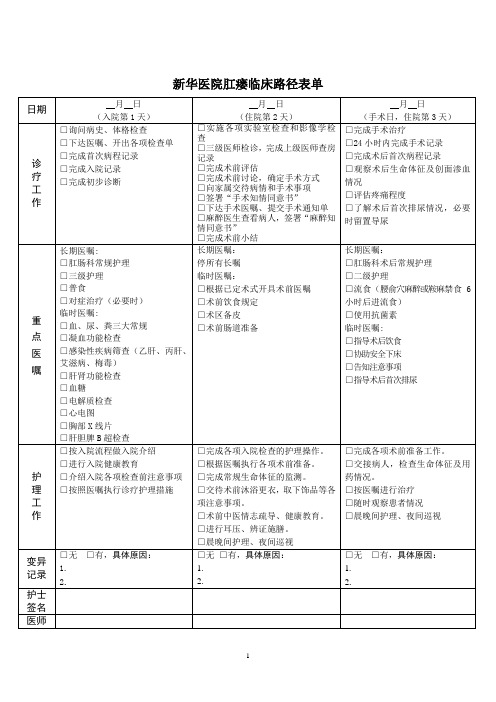 肛瘘临床路径