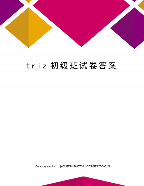 triz初级班试卷答案