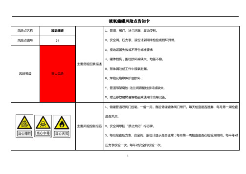 液氧储罐风险点告知卡(企业标识牌模板)