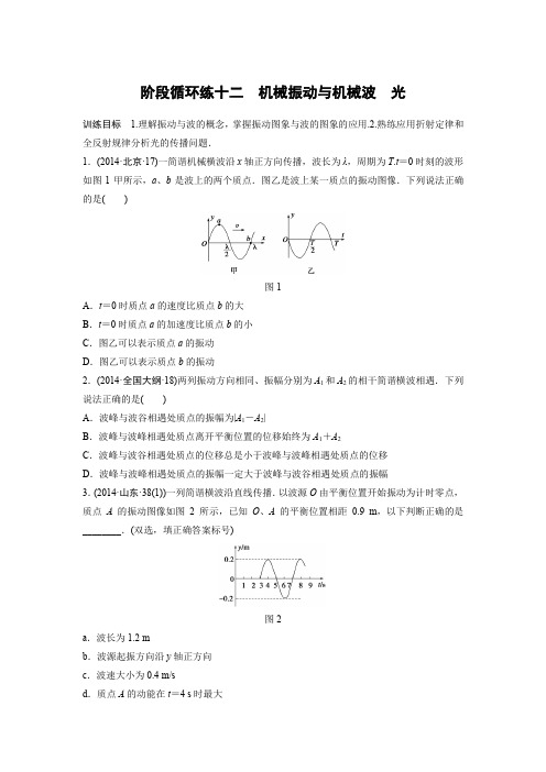 2017版高中物理《加练半小时》全国配套Word版文档阶段循环练十二 机械振动与机械波 光