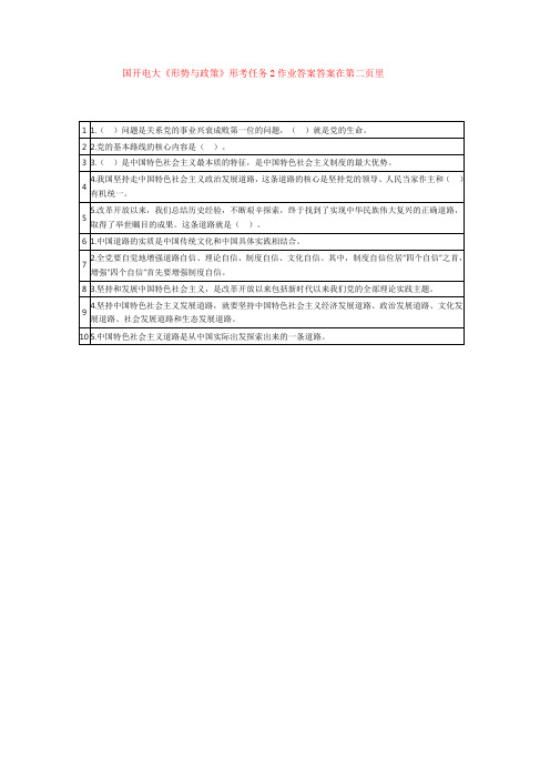 国开电大《形势与政策》形考任务1作业答案