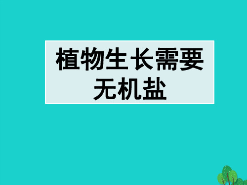 八年级生物上册 第三单元 第二章 第三节 无机盐与植物的生长 植物生长需要无机盐课件 冀少版