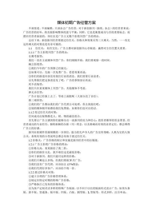 媒体初期广告经营方案