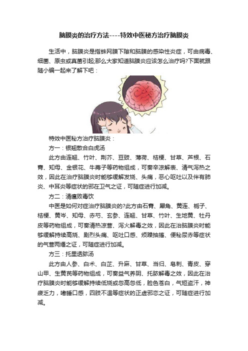 脑膜炎的治疗方法----特效中医秘方治疗脑膜炎