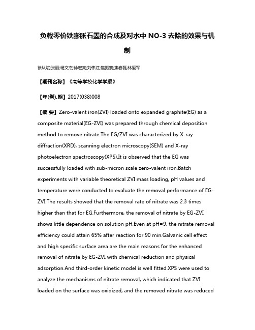 负载零价铁膨胀石墨的合成及对水中NO-3去除的效果与机制