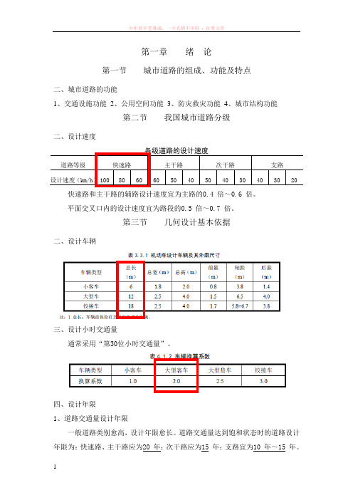 城市道路设计考前知识点