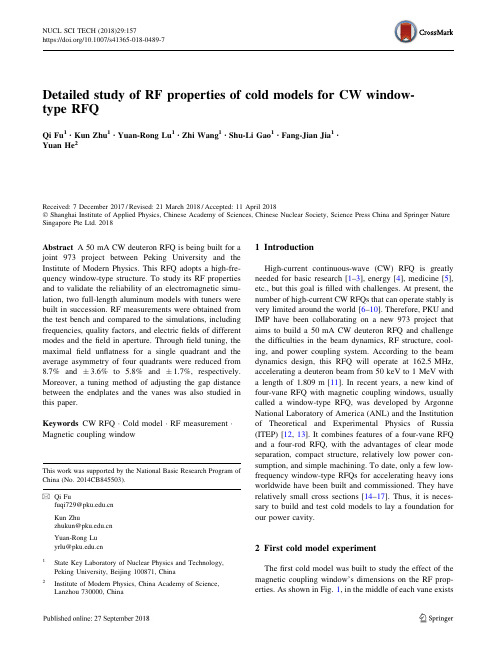 Detailed study of RF properties of cold models for