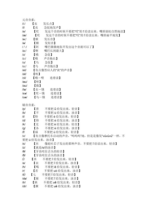 48个国际音标的发音表