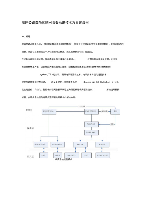 高速公路收费站联网自动化收费系统技术设计方案建议书