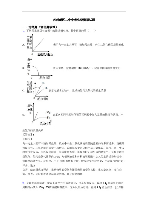 苏州新区二中中考化学模拟试题