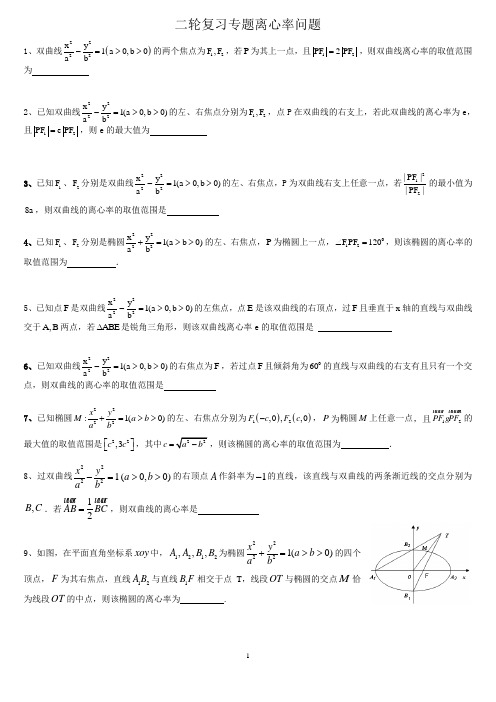 二轮复习专题离心率问题