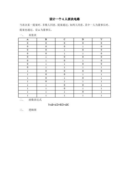 设计一个4人表决电路