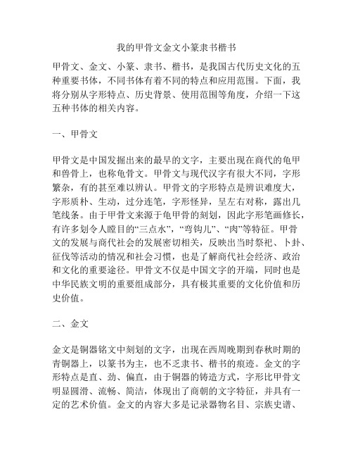 我的甲骨文金文小篆隶书楷书