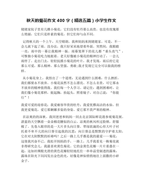 秋天的菊花作文400字(精选五篇)小学生作文