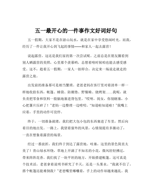 五一最开心的一件事作文好词好句