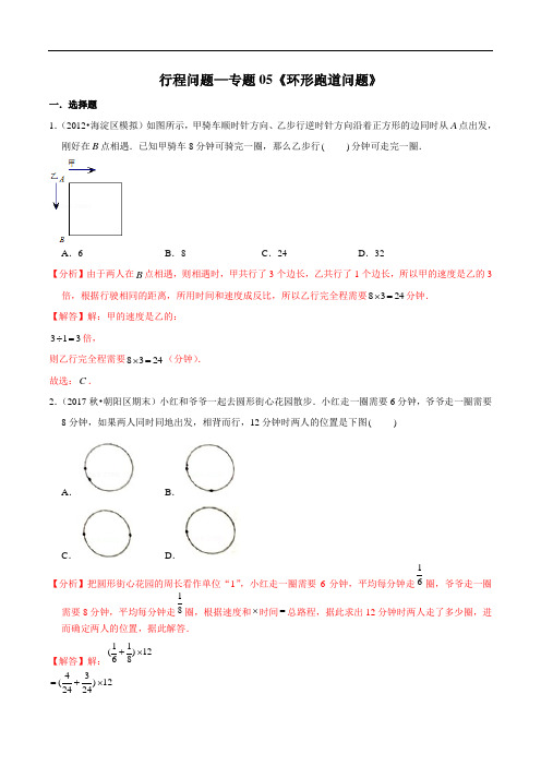 小升初数学复习行程问题—专题05《环形跑道问题》(解析版)