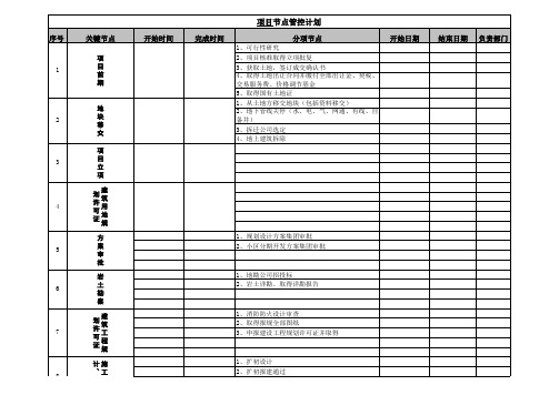 项目节点管控计划