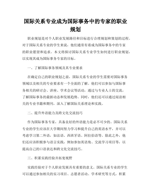 国际关系专业成为国际事务中的专家的职业规划