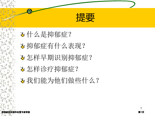 抑郁症的识别和处置专家讲座