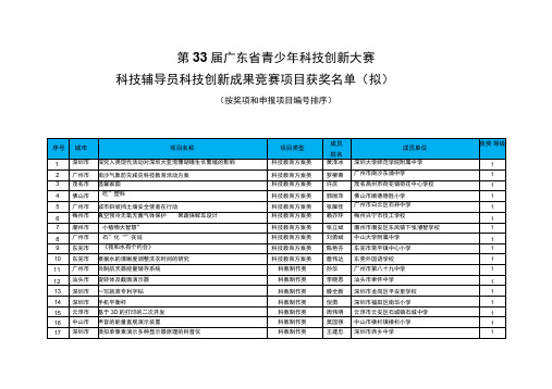 第33届广东青少年科技创新大赛